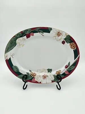 Vintage Tienshan Magnolia Fine China 14 1/2” Oval Serving/Meat Platter Flower • $14.98