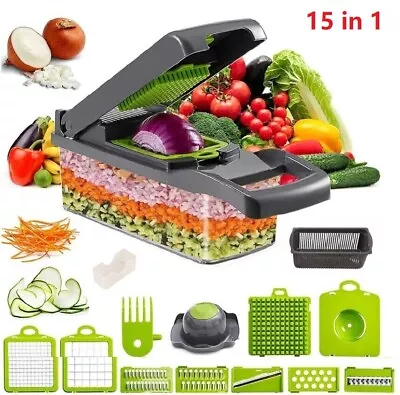 15 In 1 Vegetable Salad Fruit Chopper Slicer Food Dicer Cutter Kitchen Peeler • £9.99