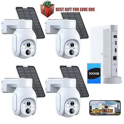 Wireless Solar Powered Security Camera System Outdoor 4MP PTZ HDMI Output NVR • $258.99