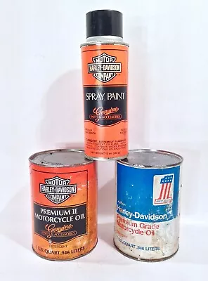 Vintage Harley-Davidson Motorcycle Advertising Oil Composite Cans & Spray Can  • $100