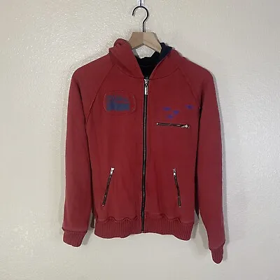 VON DUTCH 47 Red Lined Hoodie Jacket Zip Up Size M • $35.10