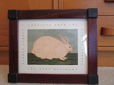 Warren Kimble Rabbit Bunny Americana Folk Art Print  Wood Framed 10 X 12 Vintage • $25