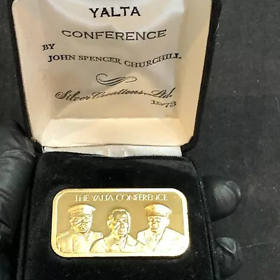 1973 YALTA CONFERENCE SILVER CREATIONS LTD 1oz 999 SILVER 24kt GOLD TONE #34j • $65.84