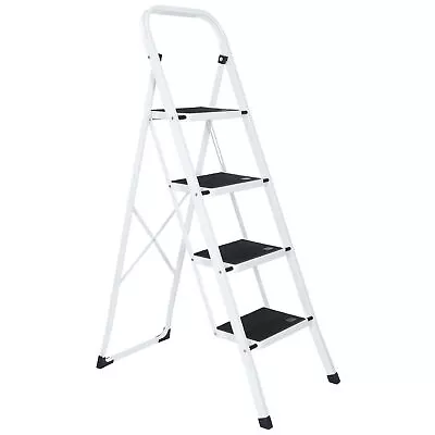 Non-slip 4 Step Ladder Folding Wide Pedal Steel Stool Convenient Handgrip 330lbs • $47.58