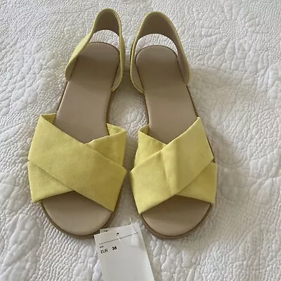 H&M Pretty Lemon Yellow Slip On Sandals Size 7/38 BNWT • $5