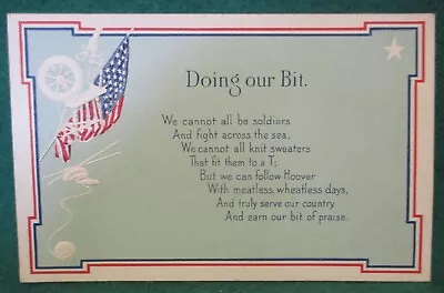 Estate Sale ~ Vintage Embossed Patriotic Postcard - Doing Our Bit • $2.50