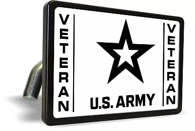 U.S. ARMY VETERAN STAR LOGO ALUMINUM Trailer Tow Hitch Cover SUV Truck (bw) • $44.99