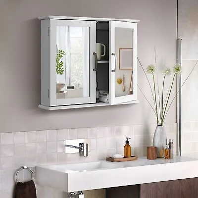 Mirror Cabinet Bathroom Wall Cabinet 2-Tier Medicine Cabinet Storage Organizer  • £43.95