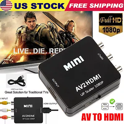 MINI RCA AV To HDMI Converter Adapter For Gamecube Nintendo Sega Genes NES SNES • $9.19