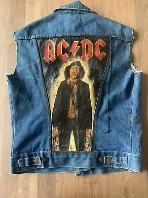 Hand Painted AC/DC Denim Jacket Authentic Vintage Badges • £80