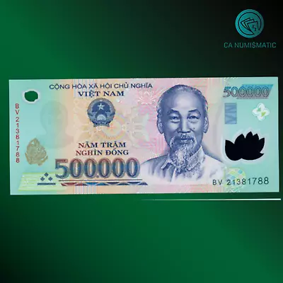 500000 Vnd Five Hundred Thousand Polymer Vietnamese Dong Vietnam Currency • $35