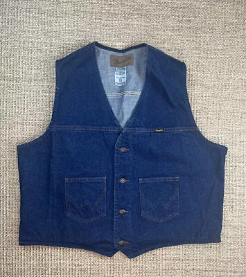 $27.99 • Buy Vintage Wrangler Authentic Western Jacket Denim Jean Vest Button Front Size XXL
