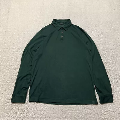 Zanone Polo Shirt Men 54 Green Long Sleeve Pima Cotton Slowear Stretch Italy • $39.95