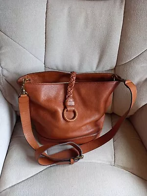 Massimo Dutti Tan Brown Shoulder Bucket  Crossbody Bag 100% Leather  • £38.90