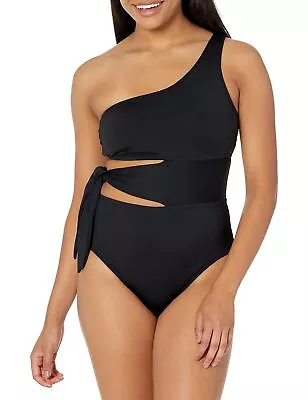 La Blanca Womens Island Goddess One Shoulder Mio One Piece Swimsuit Black 10 • $7.99