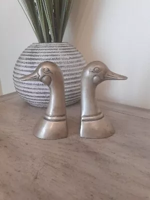 Vintage Mid Century Brass Duck Head Bookends Made In Korea 5.5  • $26