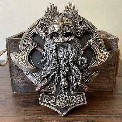 Viking Berserker Double Plaque Resin Pub Bar Decor Hanging Ornament Statue • £23.99