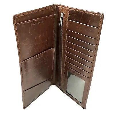 Vintage Travel Wallet Passport Airline Ticket Case Zippered Checkbook Leather • $39