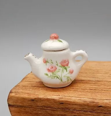 Vintage Valerie Casson Ceramic Floral Teapot Artisan Dollhouse Miniature 1:12 • $24.99