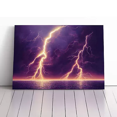 Painted Lightning Storm Vol.4 Canvas Wall Art Print Framed Picture Home Decor • £24.95