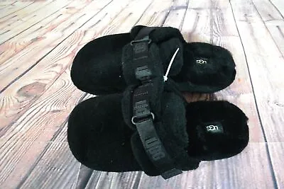 Nwob Men's Ugg Fluff Black Slip On Slides Slippers Shoes Choose Size • $41.99