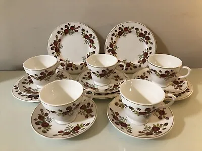 Mayfair Pottery  Bone China Cup Saucers And Tea Plate Set- Red Rose Pattern. • £15
