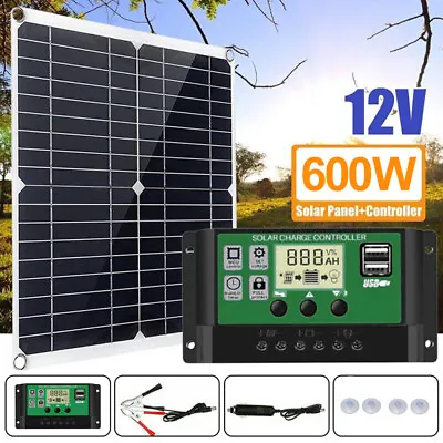£19.58 • Buy 600W Solar Panel Kit 12V/24V Battery Charger 100A Controller Caravan RV Boat UK
