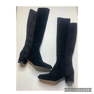 Michael Kors Sabrina Black Suede Over The Knee Heeled Boots Women’s Size 9.5 • $75