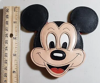 Vintage Disney Genuine Leather Mickey Mouse Head - Part From Suspenders KOREA • $17.60