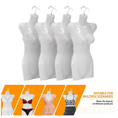 4PCS 27  Female Mannequin Hollow Back Body Torso Dress Form W/Hanging Hook White • $35.14