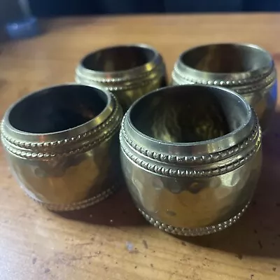 Set Of 4  Brass Napkin Rings Hammered • $11