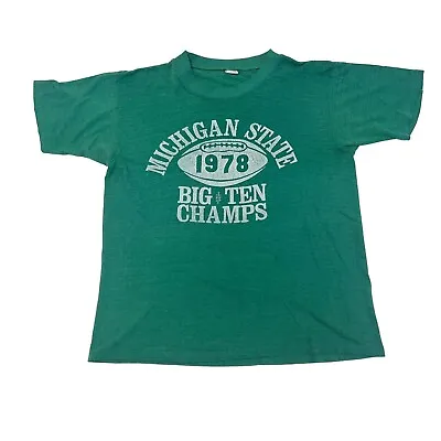 Vintage 70s Michigan State Big Ten Champions 1978 T Shirt Football Green Spartan • $79.99