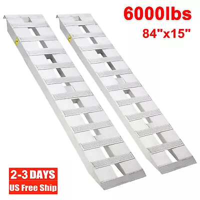 2Pcs 84 X15  6000LBS Aluminum Loading Ramp Car Motorcycle Truck ATV UTV Trailer  • $319.99