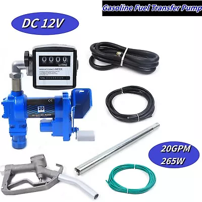 Gasoline Fuel Transfer Pump DC 12V 20GPM 265W Diesel With Digital Nozzle Meter • $223.21