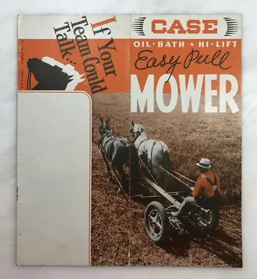 C 1940 JI CASE MOWER Horse Drawn TRACTOR Vintage Farm ADVERTISING Brochure • $35
