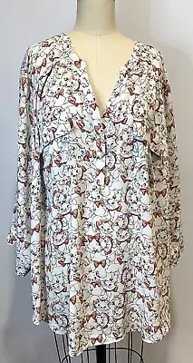 Torrid Disney Aristocats Georgette Marie Harper Pullover Blouse Plus 4 White Cat • $45