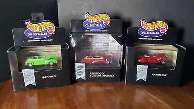 Hot Wheels Collectibles Lot Of 3: Redwood Custom '50 Buick/'47 Ford/Rareflow NIP • $27.99