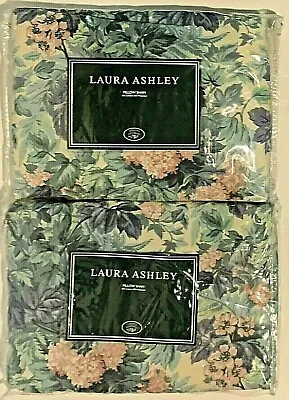 $49.99 • Buy Laura Ashley 2 Pillow Shams Ashbourne Vintage Standard Quilted Hydrangea Floral 