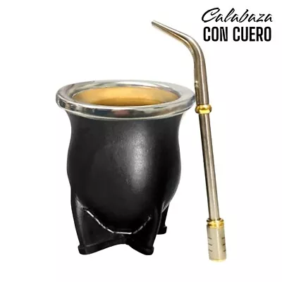039N New Set Yerba Mate Kit: Leather Gourd (Cup) Bombilla (Straw) Box • $39.90