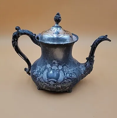 Antique 1890s Forbes Silver Quadruple Teapot Floral Etched • $45