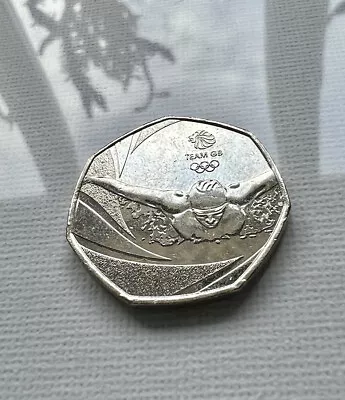 2016 - 50p Coin- Team GB Rio Olympics- Swimming - Fifty Pence Coin Circulated • £1.40