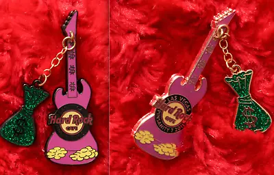 2 Hard Rock Cafe Pins Las Vegas PINSANITY 7 PROTOTYPE Money Bag Guitar • $47.99