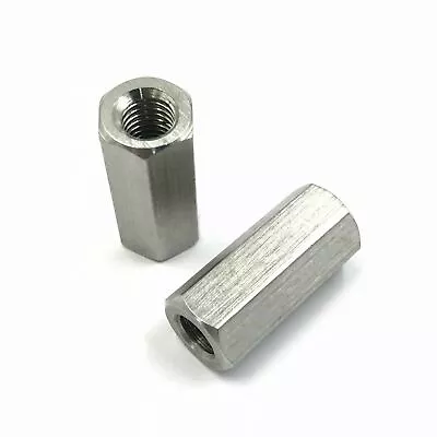 304 Stainless Steel Nut M10x1.25x30mm Long Rod Coupling Hex Nut • $5.99