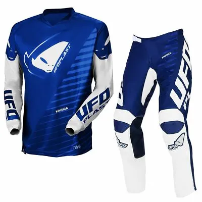 UFO 2022 Youth Racer Motocross MX Kit Gear Combo Blue White KIDS • $151.56