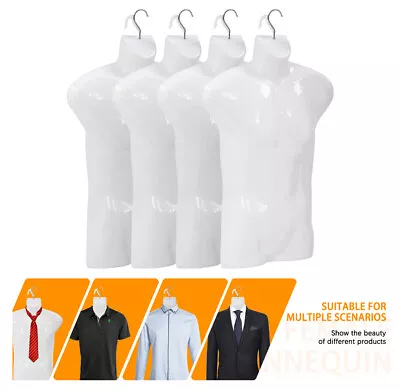 4PCS 30  Male Mannequin Hollow Back Body Torso Dress Form W/Hanging Hook White • $42.42