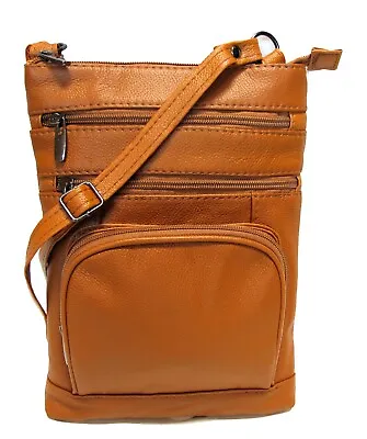 Real Leather Shoulder Bag Handbag Purse Cross Body Organizer Smart Phone Pockets • $16.98