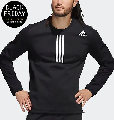 Adidas Cold.RDY Mens Crew Sweatshirt - Black - Running Top - Black Friday Sale • £24.99