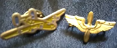 *Vtg Lot Of 2 Airplane Lapel Hat Pins WWII Pilot Wings Sm Military Air Force HTF • $16.76