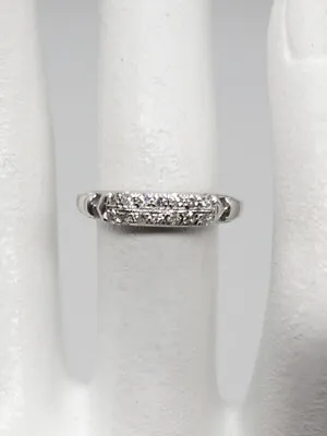Vintage 1940 $1200 2 Row .25ct VS H Diamond 14k White Gold Wedding Band Ring 5mm • $285