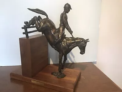 Vintage Bronze Horse Statue Sculpture Show Horse Jumping Over Water Jump • $50